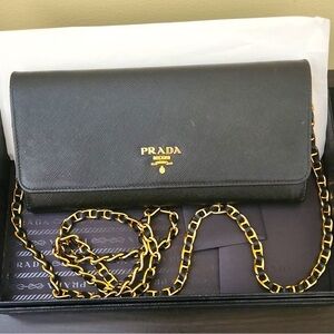 Prada Saffiano Leather Wallet on Chain